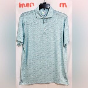 Men's Light Blue Patterned Polo Shirt